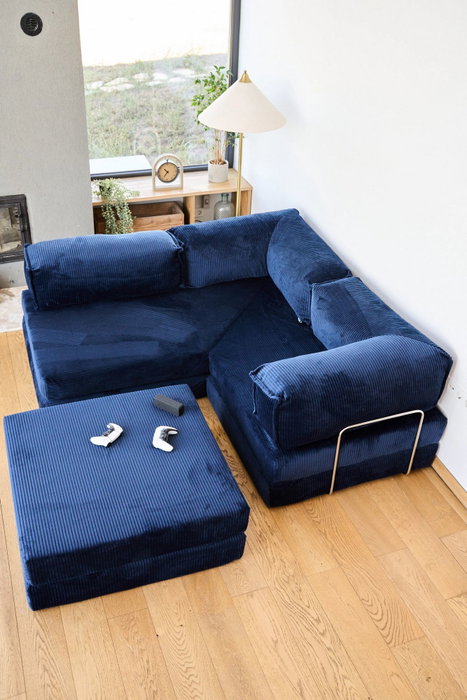 Atelier Del Sofa Kanyon Sofá-Cama Esquinero Azul Marino